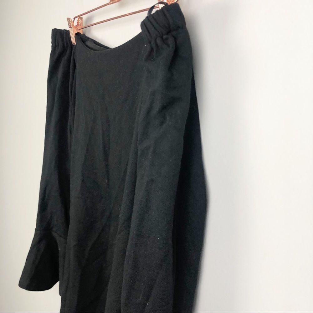 GIBSON | Off the Shoulder Black Sweatshirt Bell Sleeves XL - Picture 4 of 8